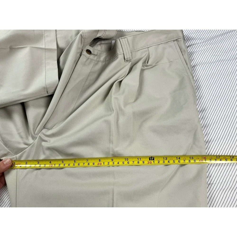 Haggar Mens Khaki Pleated Chino Pants 42x29 Relaxed Fit Cotton Trousers New‎